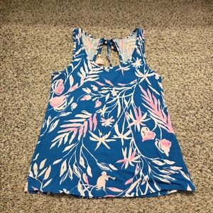 Floral Blue and Pink Sleeveless Top